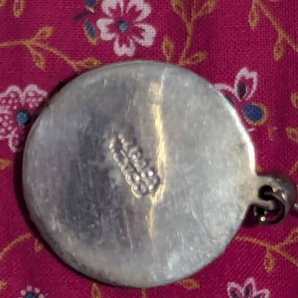 Vintage Studded Alpaca Silver Round Circular Post Drop Earrings Mexico Boho - Picture 6 of 7